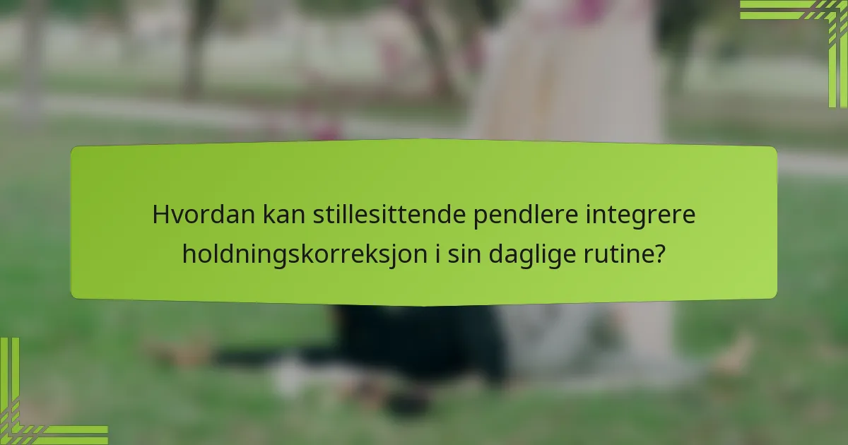Hvordan kan stillesittende pendlere integrere holdningskorreksjon i sin daglige rutine?